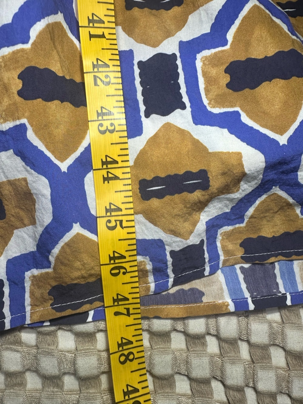 Anthropologie Patterned Cut Out Puff-Sleeve Maxi Dress in Mustard & Blue XSP - Picture 6 of 8
